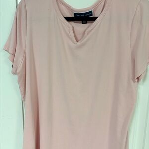 Karen Scott Pale Pink Short Sleeve V-Notch Top